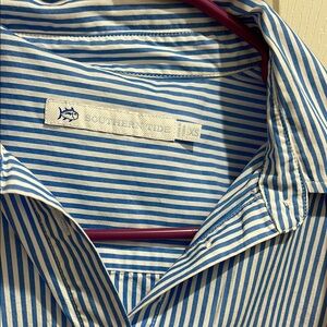 Southern Tide Blue and White Striped Button Down Shirt